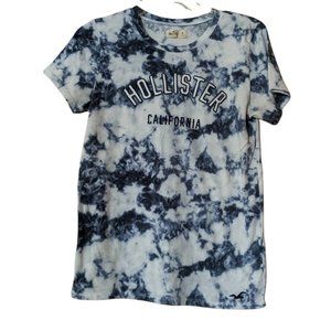 Hollister Blue Tie-Dye Short Sleeve Top - Hollister Appliqued & Embroidered M